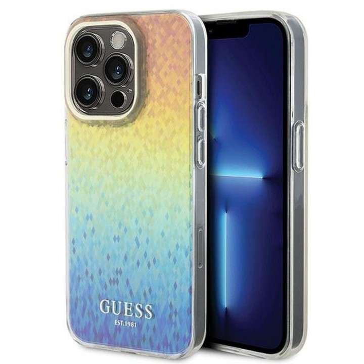 GUESS case for IPHONE 14 Pro GUHCP14LHDECMI (IML Faceted Mirror / disco iridescent) multicolour