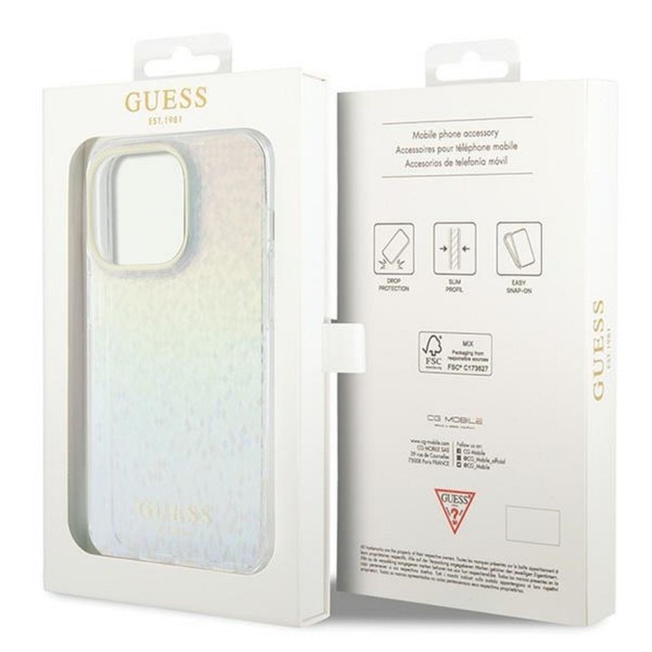 GUESS case for IPHONE 14 Pro GUHCP14LHDECMI (IML Faceted Mirror / disco iridescent) multicolour