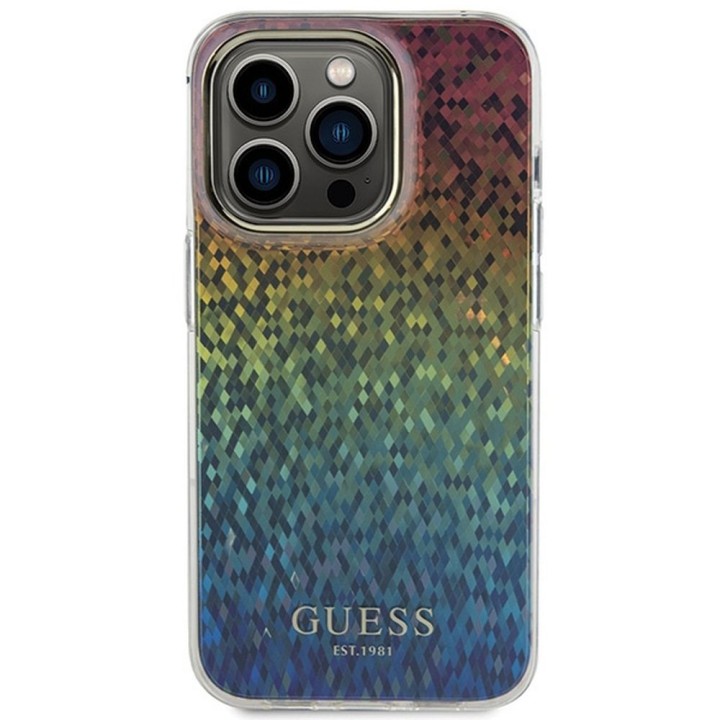 GUESS case for IPHONE 14 Pro GUHCP14LHDECMI (IML Faceted Mirror / disco iridescent) multicolour