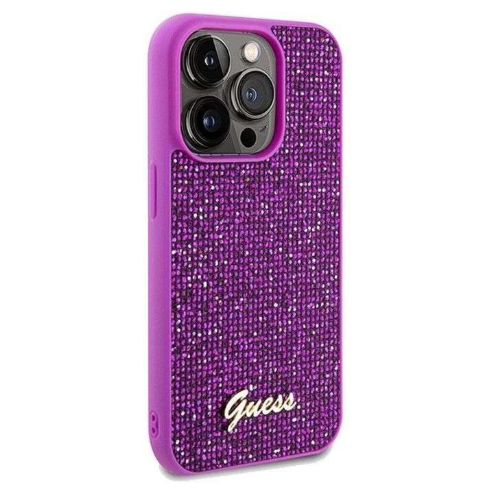 GUESS futerał do IPHONE 14 Pro GUHCP14LPMSDGSF (Disco Script Metal) fuksja