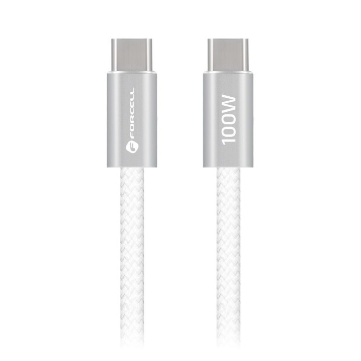 Кабель USB-C – USB-C Forcell F-Energy QC4.0 PD 5A 100W Cafule Color 1,2 m ACYH23 белый