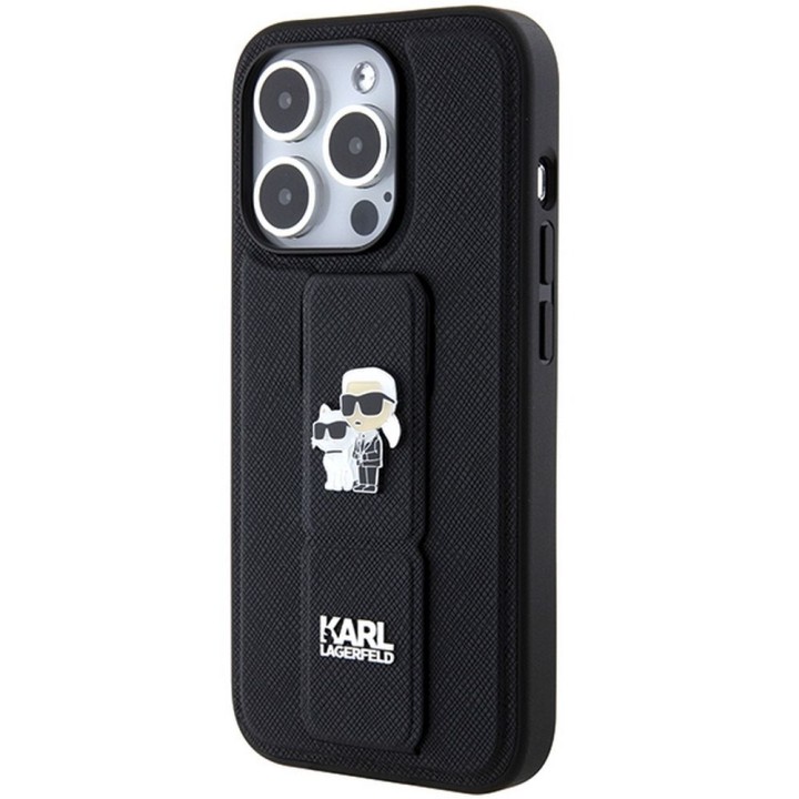 KARL LAGERFELD case for IPHONE 14 Pro KLHCP14LGSAKCPK (Gripstand Saffiano KC PIN) black