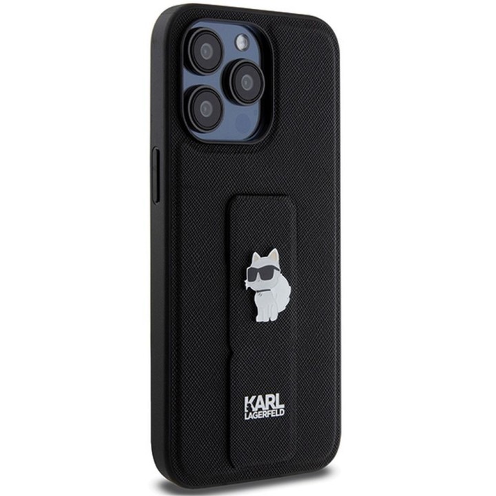KARL LAGERFELD чехол для IPHONE 13 Pro Max KLHCP13XGSACHPK (Gripstand Saffiano choupette PIN) черный