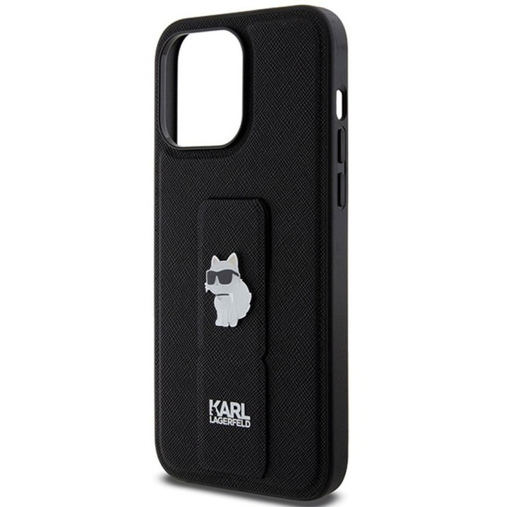 KARL LAGERFELD futerał do IPHONE 13 Pro Max KLHCP13XGSACHPK (Gripstand Saffiano choupette PIN) czarny