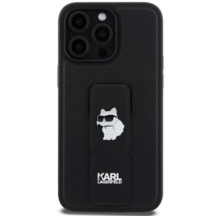 KARL LAGERFELD чохол для IPHONE 13 Pro Max KLHCP13XGSACHPK (Gripstand Saffiano choupette PIN) чорний