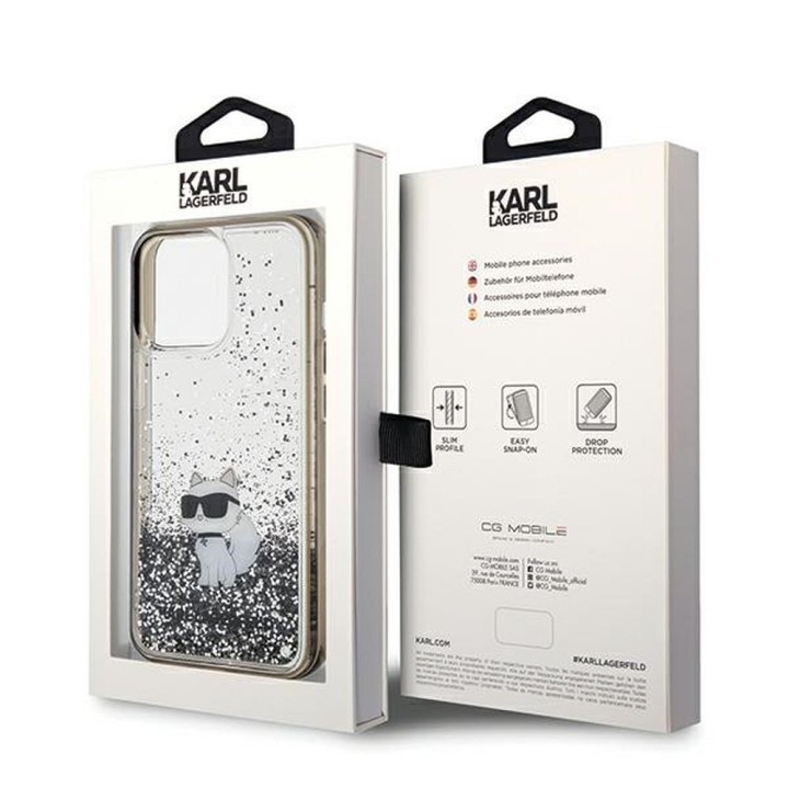 KARL LAGERFELD case for IPHONE 13 Pro Max KLHCP13XLKCNSK (Liquid Glitter C) transparent