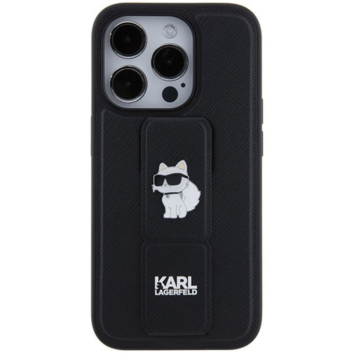 KARL LAGERFELD чехол для IPHONE 14 Pro Max KLHCP14XGSACHPK (Gripstand Saffiano choupette PIN) черный