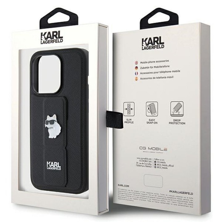 KARL LAGERFELD чохол для IPHONE 14 Pro Max KLHCP14XGSACHPK (Gripstand Saffiano choupette PIN) чорний