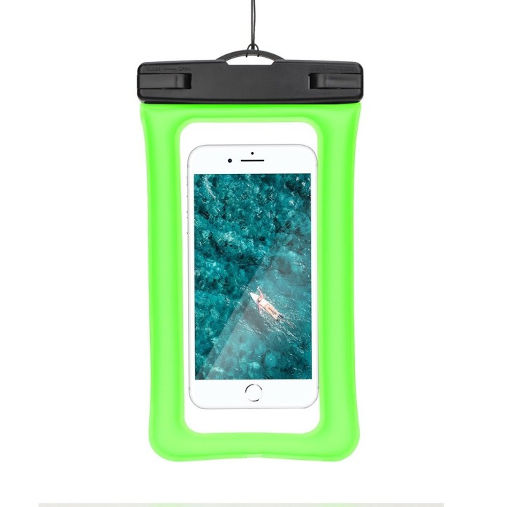 Case for phone universal waterproof with plastic closure AIRBAG green