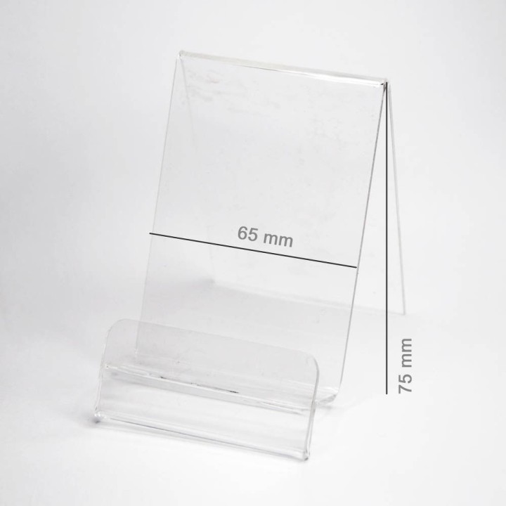 Подставка Вертикальная Plexi / Stojak для телефона с Закладкой для Цену (Смартфон) шир.. 65 mm