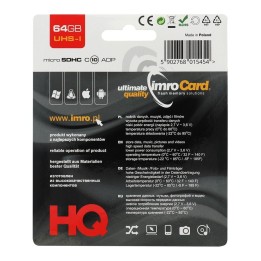 IMRO memory card microSD 64GB 100MB/s class 10 UHS And with adapter SD