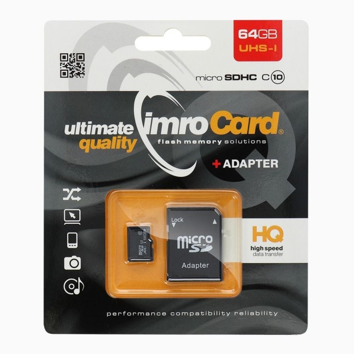 IMRO memory card microSD 64GB 100MB/s class 10 UHS And with adapter SD