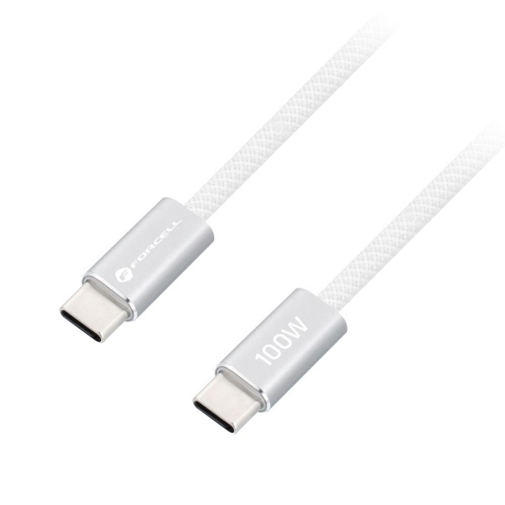 USB-C to USB-C cable Forcell F-Energy QC4.0 PD 5A 100W Cafule Color 1,2 m ACYH23 white