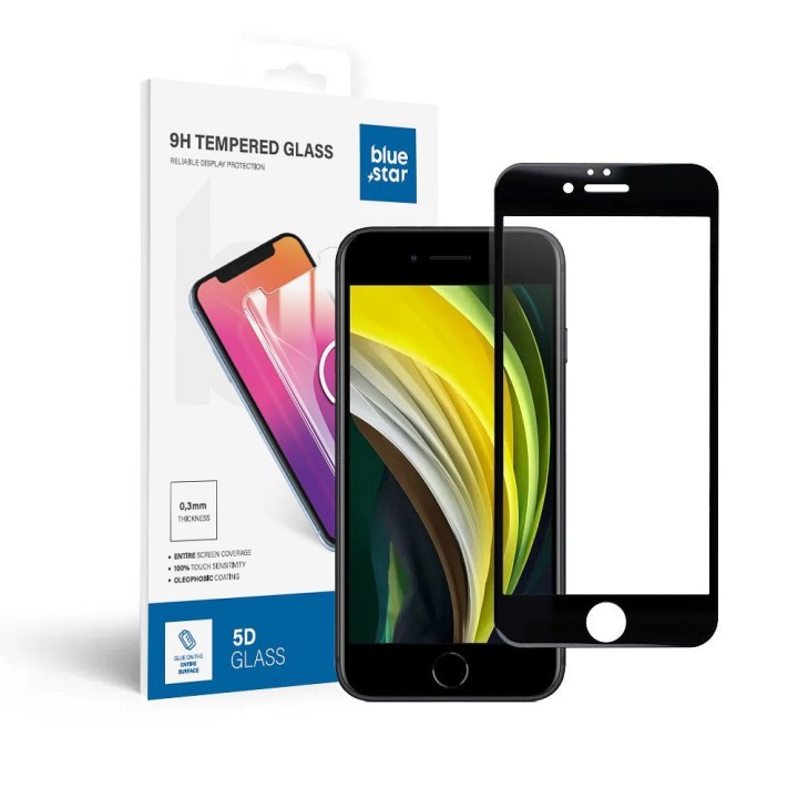 Tempered glass 5D for iPhone 6 / 6S (full glue) Blue Star black
