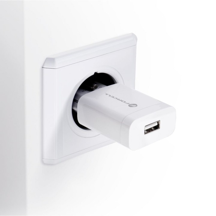 Wall charger for phone Forcell F-Energy USB A QC3.0 2,4A 18W + USB-A to USB-C cable TFK-TC-1099 white