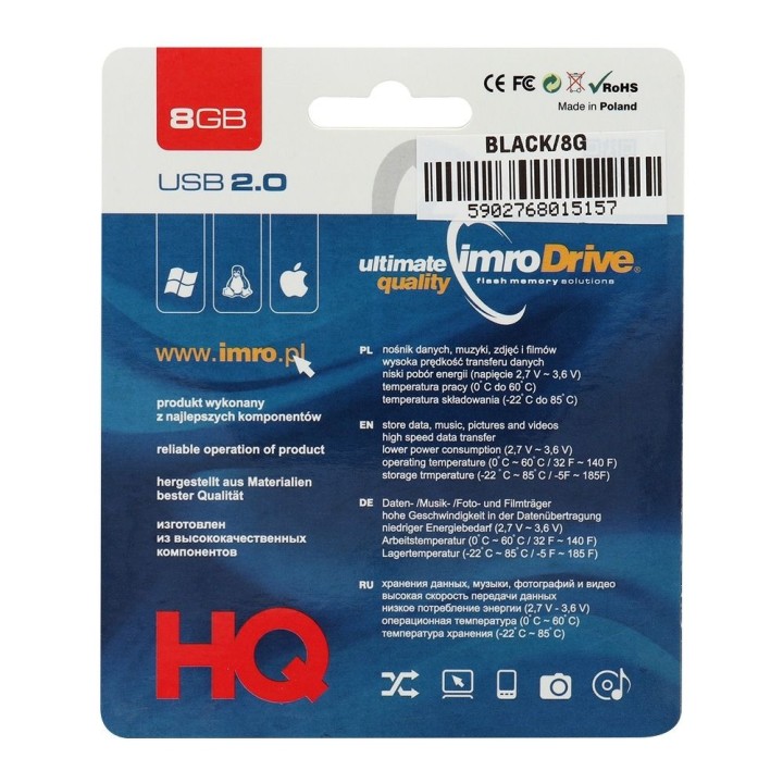 IMRO USB flash drive BLACK 8GB USB2.0