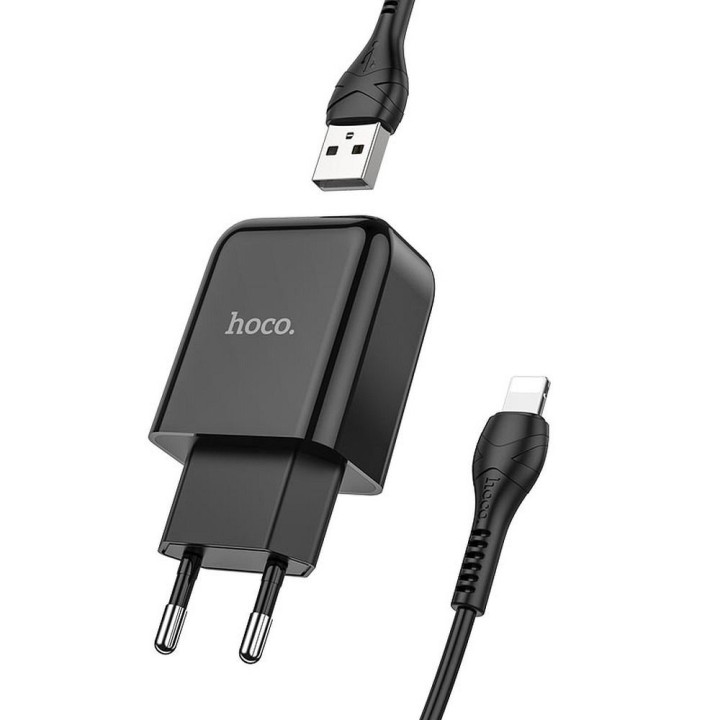Wall charger for phone Hoco USB A 2A 10W + cable USB A to Lightning N2 black