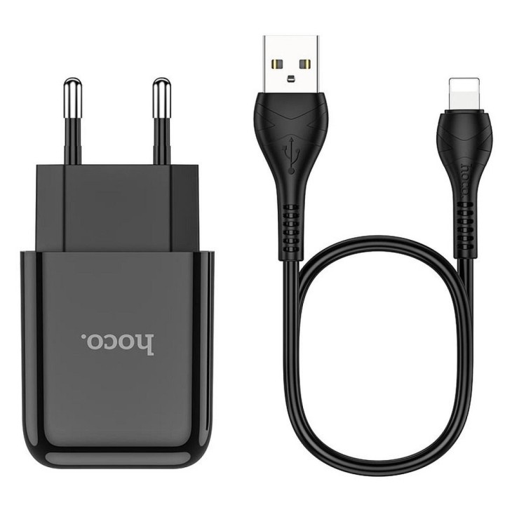 Wall charger for phone Hoco USB A 2A 10W + cable USB A to Lightning N2 black