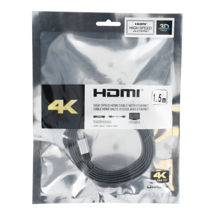 Кабель HDMI — HDMI 4K 60Hz High Speed with Ethernet вер. 2.0 блистер 1,5 m черный