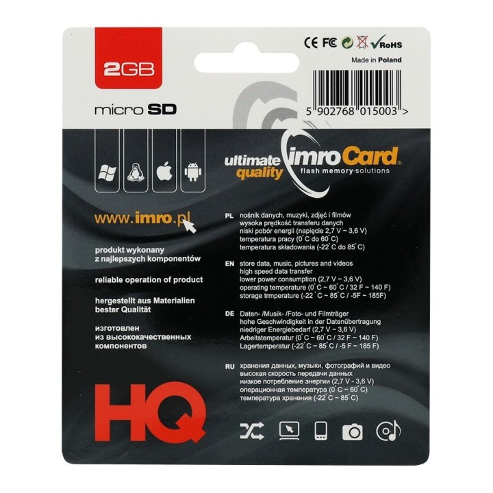 IMRO memory card microSD 2GB with adapter SD