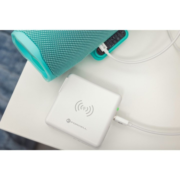Багатофункціональний зарядний пристрій Forcell F-Energy 4 в 1 2 x USB A + USB C 15W + повербанк 8000mAh + бездротова зарядка, бі