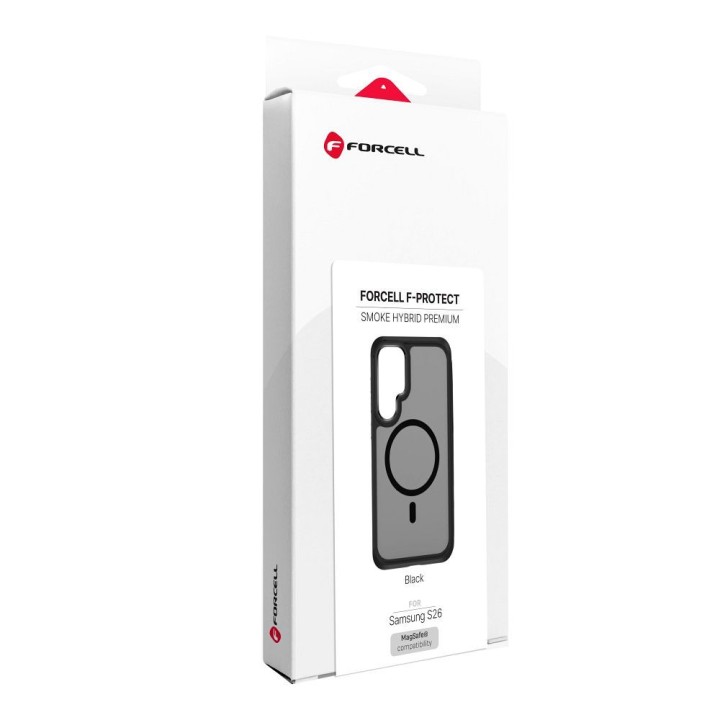 Etui na Samsung S26 Forcell F-Protect Smoke Hybrid Premium zgodne z MagSafe czarne 0INT