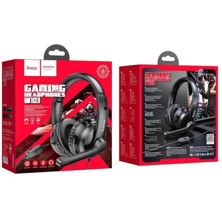 Headphones wired on-ear Jack 3,5 mm Hoco W103 black