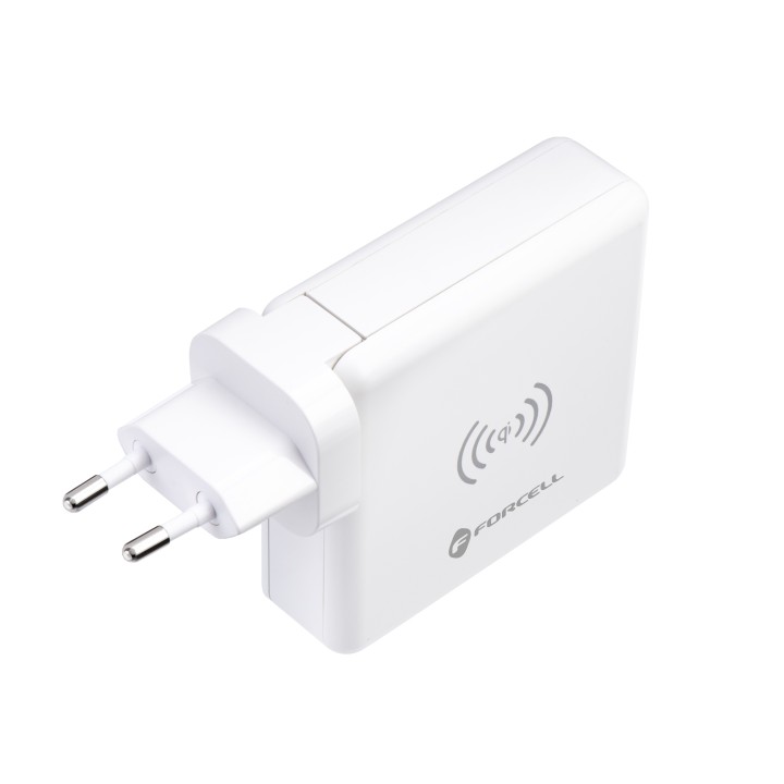 Багатофункціональний зарядний пристрій Forcell F-Energy 4 в 1 2 x USB A + USB C 15W + повербанк 8000mAh + бездротова зарядка, бі
