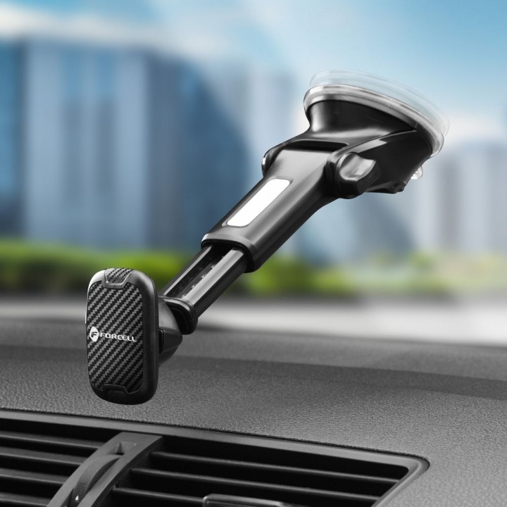 Uchwyt na telefon do samochodu magnetyczny Forcell F-Grip Carbon H-CT327 do szyby / deski czarny