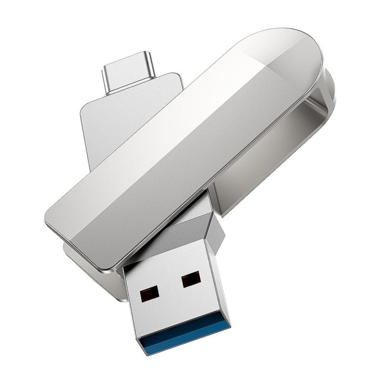 USB flash drive 64GB USB 3.0 (USB A + USB C) Hoco UD10 silver