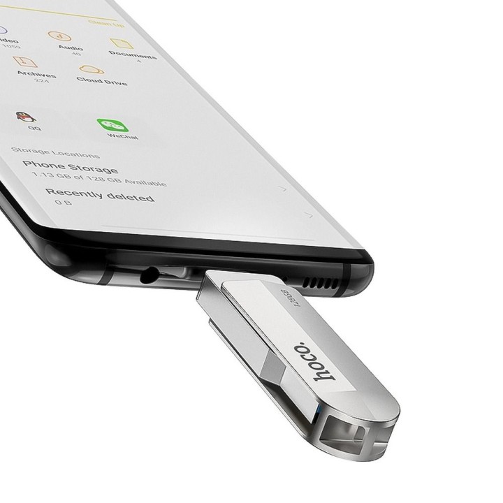 Флешка 64GB USB 3.0 (USB A + USB C) Hoco UD10 срібляста