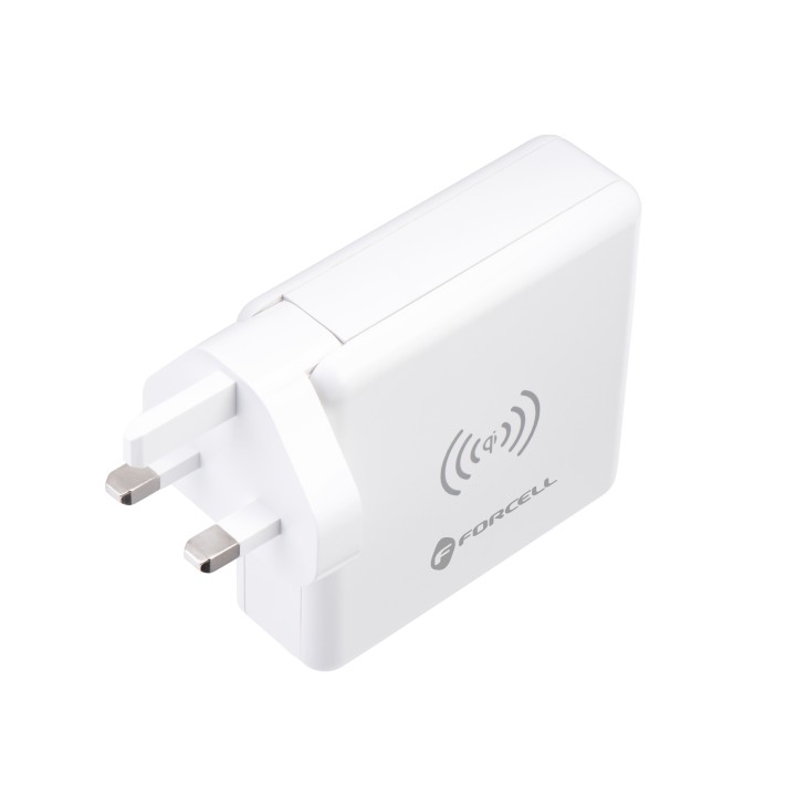 Wielofunkcyjna зарядное устройство Forcell F-Energy 4w1 2 x USB A + USB C 15W + повербанк 8000mAh + беспроводная зарядка белое