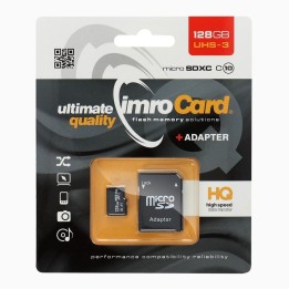 IMRO memory card microSD 128GB 100MB/s class 10 UHS 3 4K with SD adapter