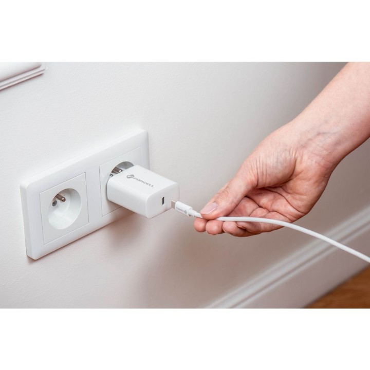 Мережевий зарядний пристрій для телефону Forcell F-Energy USB C QC4.0 PD 3A 25W + кабель USB-C – USB-C TFK-TC-25WPD білий