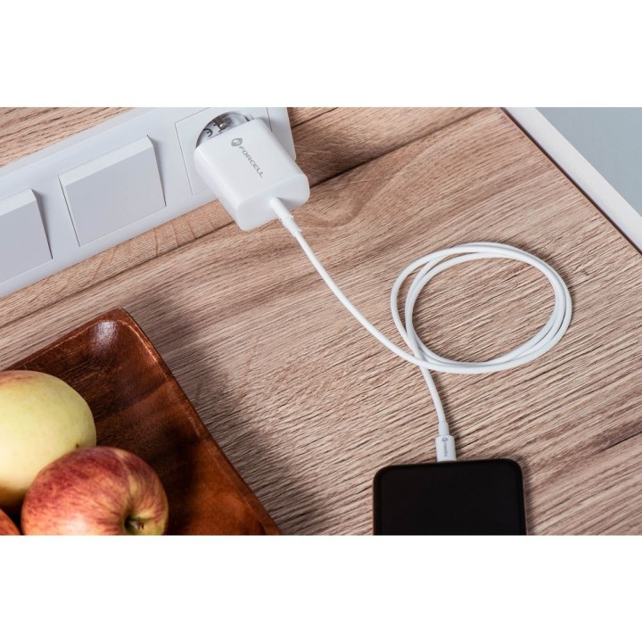 Сетевое зарядное устройство для телефона Forcell F-Energy USB C QC4.0 PD 3A 25W + кабель USB-C – USB-C TFK-TC-25WPD белое