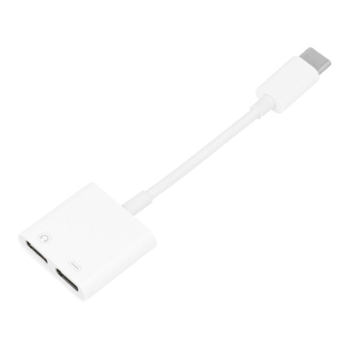 Adapter AUX 2w1 Type C (male) for Type C (female) / Type C (female) BOX white [DAC]