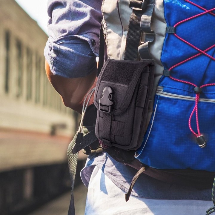 Travel case for phone / powerbank for belt / backpack black