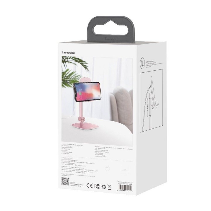 BASEUS telescopic desktop phone holder with wireless charging SUWY-D0R rose gold