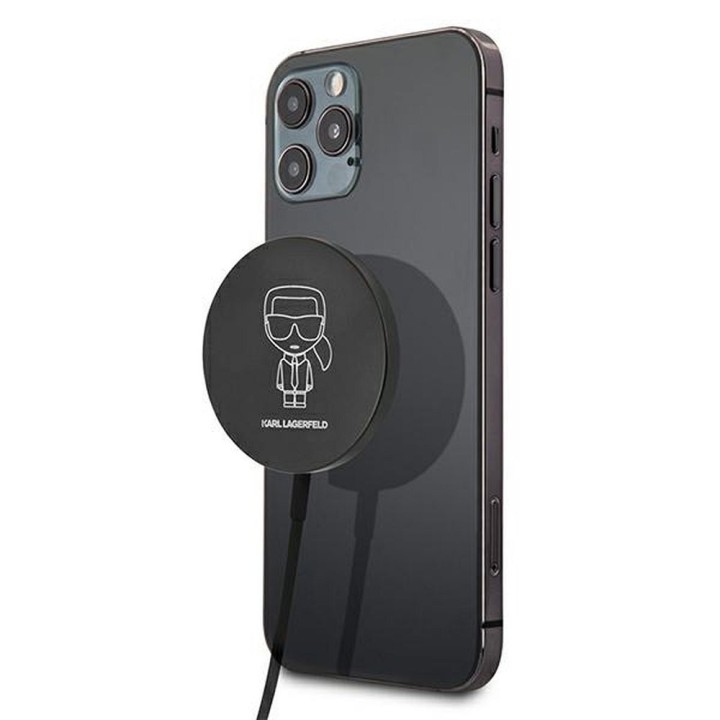 Wireless charger Karl Lagerfeld compatible with MagSafe 15W KLCBMSIKBK black
