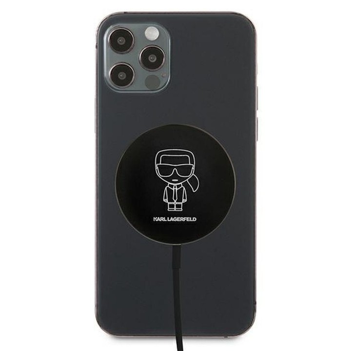 Бездротовий зарядний пристрій Karl Lagerfeld, сумісний з MagSafe 15W KLCBMSIKBK, чорний