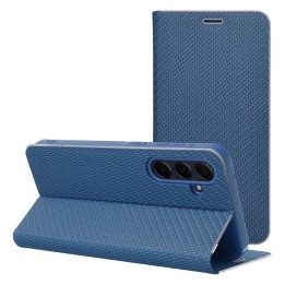 Чехол с клапаном для Samsung A21s Luna Book Carbon синий