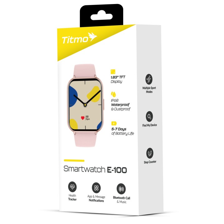 Smartwatch TITMO E-100 (TFT, Bluetooth call) pink 0INT