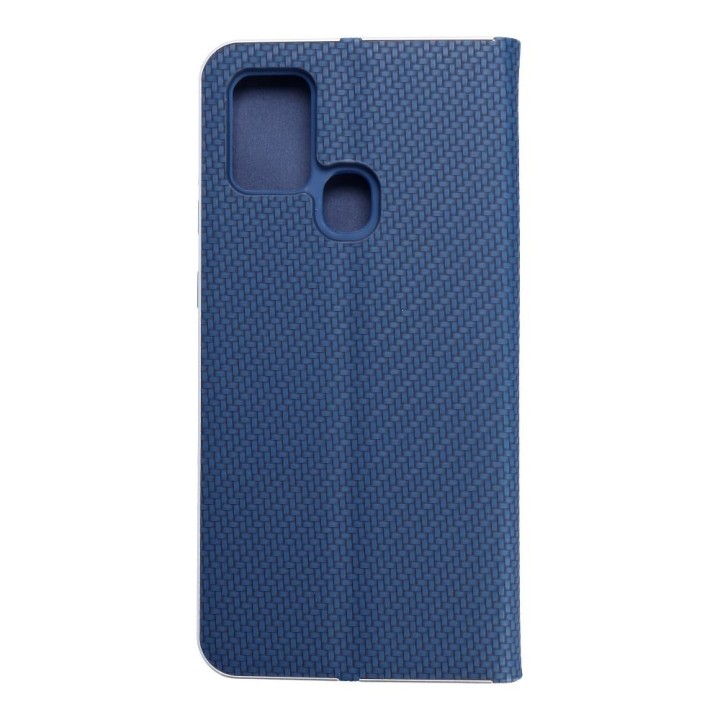 Чехол с клапаном для Samsung A21s Luna Book Carbon синий