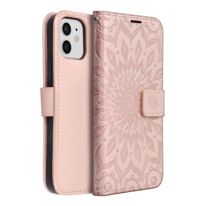 Etui z klapką na iPhone 12 / 12 PRO Mezzo Book mandala złoto-różowe