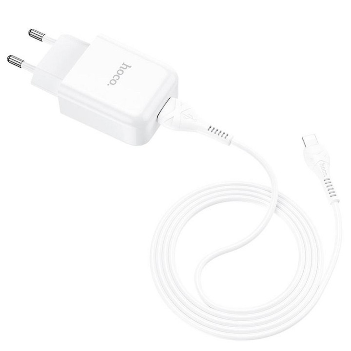 Wall charger for phone Hoco USB A 2A 10W + cable USB A to Lightning N2 white