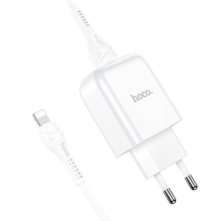 Wall charger for phone Hoco USB A 2A 10W + cable USB A for Lightning N2 white