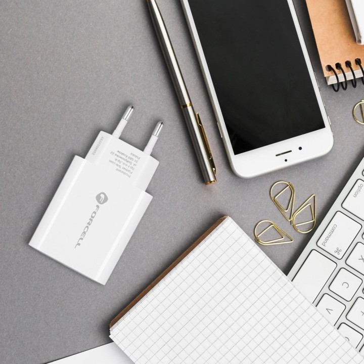 Wall charger for phone Forcell F-Energy USB C QC4.0 PD 3A 25W TFK-TC-25WPD white