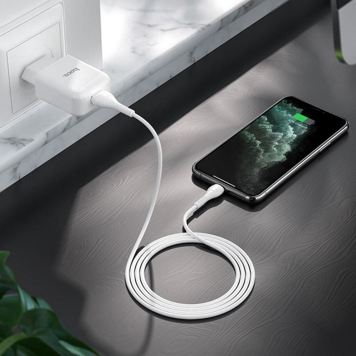 Wall charger for phone Hoco USB A 2A 10W + cable USB A to Lightning N2 white