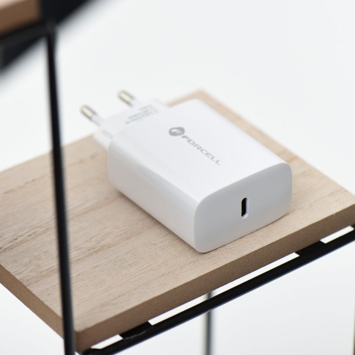 Wall charger for phone Forcell F-Energy USB C QC4.0 PD 3A 25W TFK-TC-25WPD white