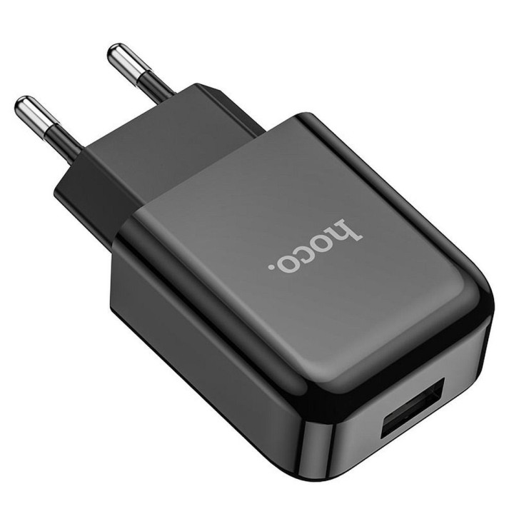 Мережевий зарядний пристрій для телефону Hoco USB A 2A 10W + кабель USB A — USB C N2 чорний